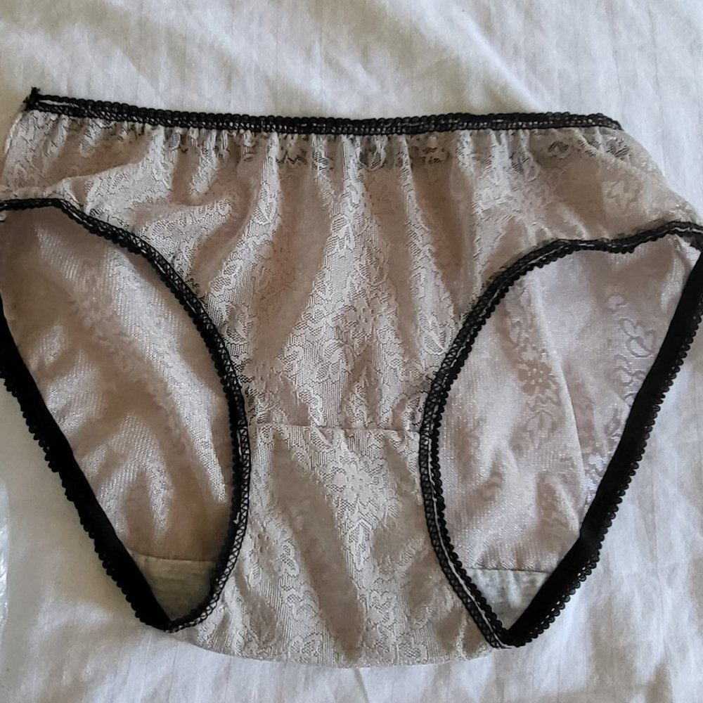Tan black lace panty